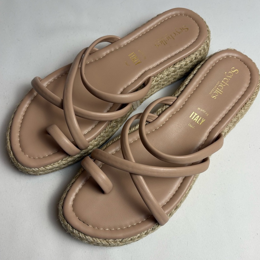 Seychelles Women's Tan Strappy Jute Espadrille Sandals size 10
